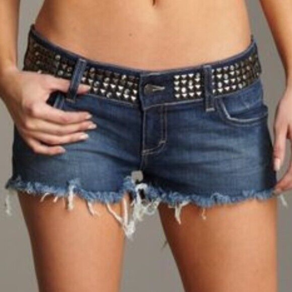 SIWY Women size 29 Camilla Cut Off Shorts Studded Waistband Oracle Wash Low Rise